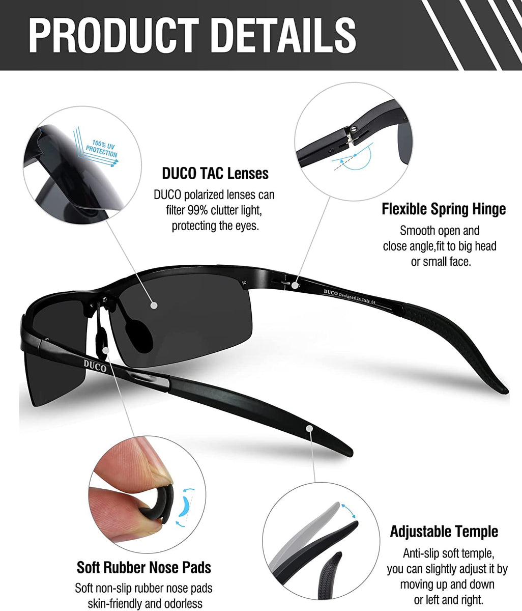 DUCO Mens Sports Polarized Sunglasses UV Protection Sunglasses for Me –  Jollynova
