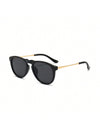 1pc Trendy Sunglasses, Fashion Metal Frame, Personality Oversize Design, Unisex