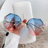 Venetian Round Gradient Pearl Sunglasses Women Fashion Design Metal Frame Sun Glasses