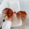 Venetian Round Gradient Pearl Sunglasses Women Fashion Design Metal Frame Sun Glasses