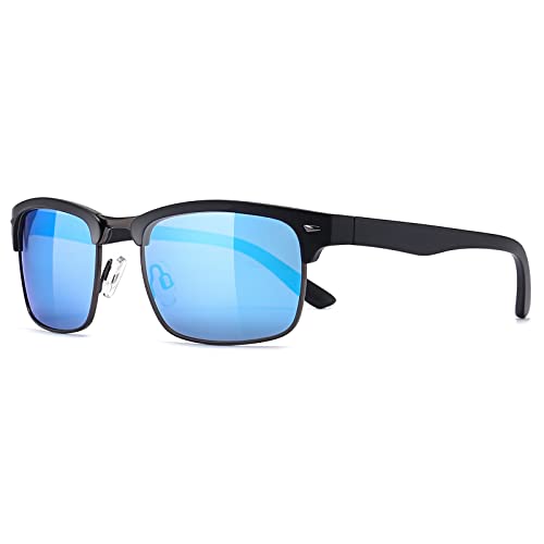Dollger Square Sunglasses for Men Classic Oversized Sun Glasses Retro Semi  Rimless Gold Alloy Frame UV400