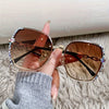 RHINESTONE DECOR RIMLESS FASHION SUNGLASSES