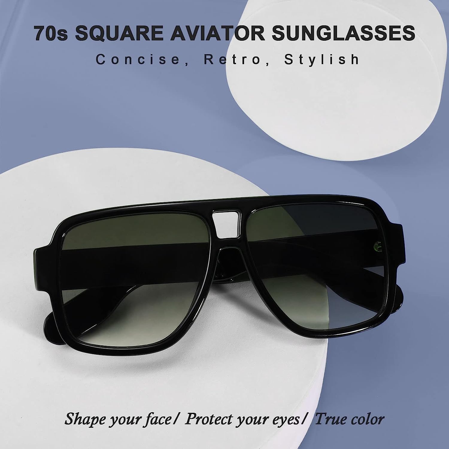 GQUEEN Retro Pilot Sunglasses Womens Men Polarized 70s Vintage Square  Shades Double Bridge UV400