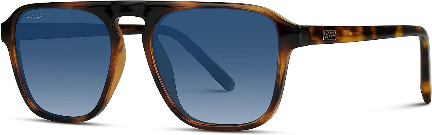  WearMe Pro Polarized Aviator One-Bridge Modern Square Mens  Sunglasses (Black Beige Tortoise/Black Lens) : Clothing, Shoes & Jewelry