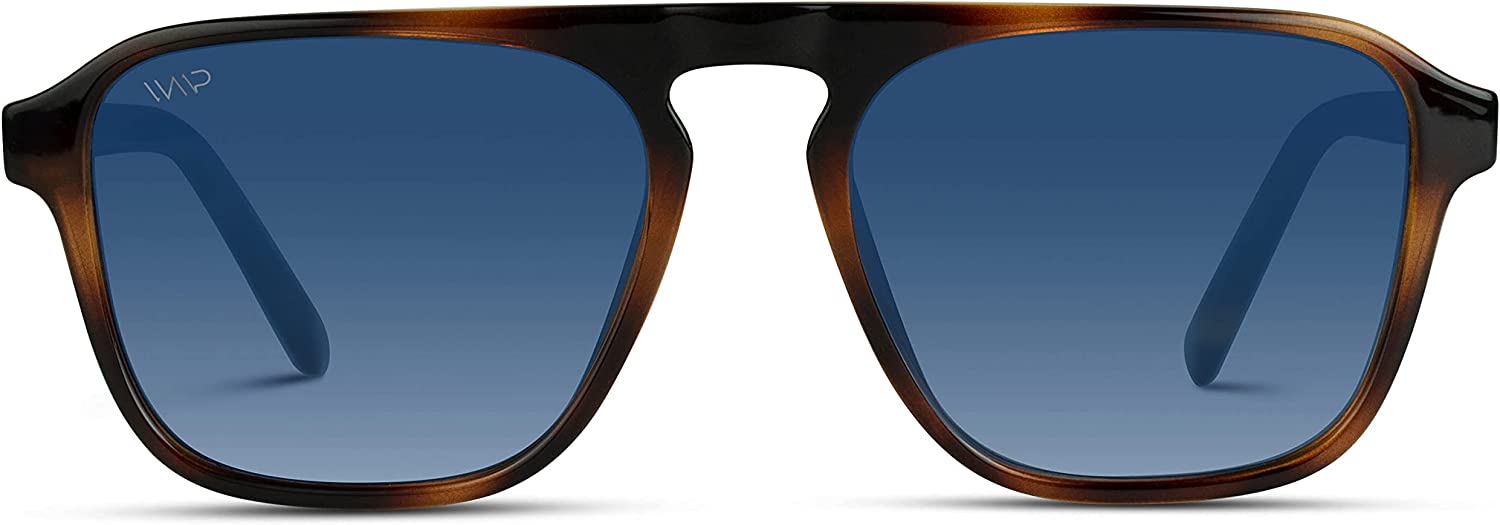  WearMe Pro Polarized Aviator One-Bridge Modern Square Mens  Sunglasses (Black Beige Tortoise/Black Lens) : Clothing, Shoes & Jewelry