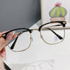 WOMEN'S FASHIONABLE METAL HALF FRAME ANTI-BLUE LIGHT READING GLASSES