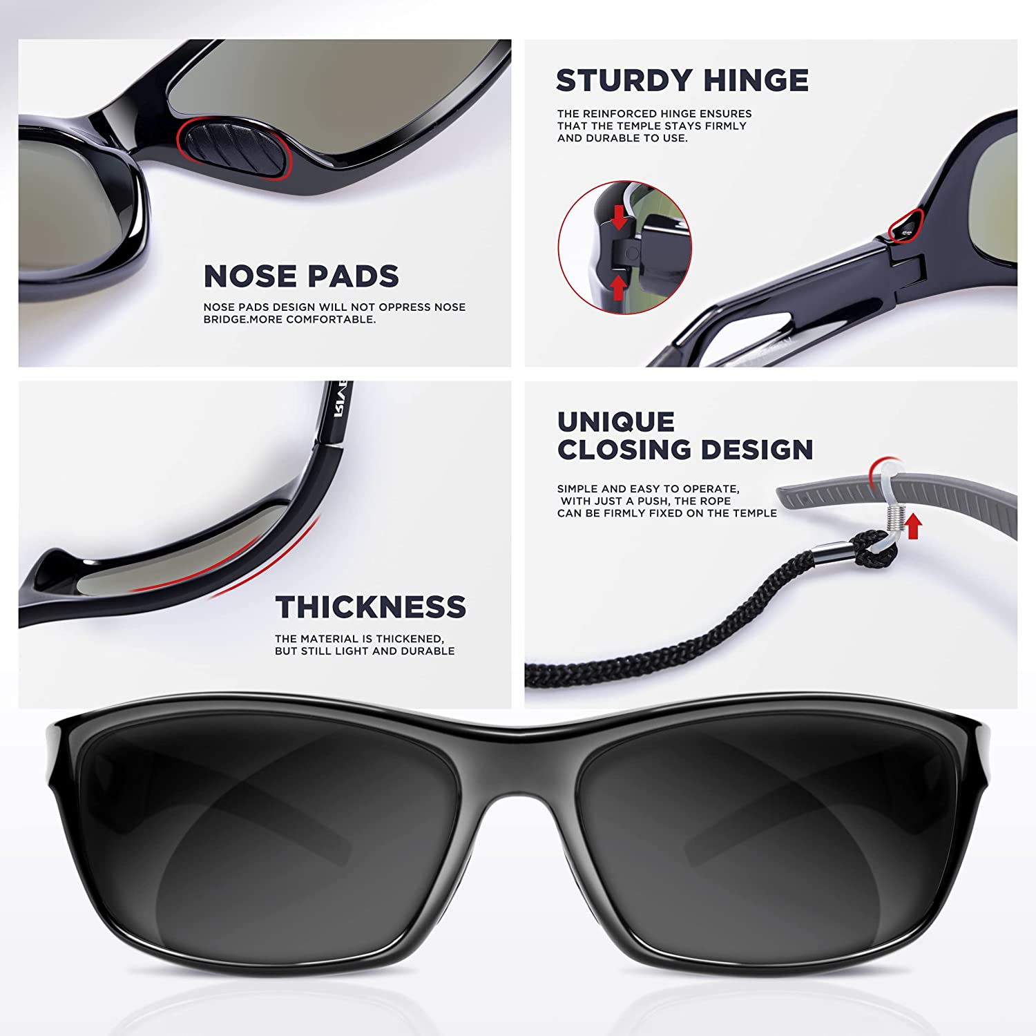 JOLLYNOVA Polarized Sports Sunglasses Driving Shades for Men TR90 Unbreakable Frame RB831