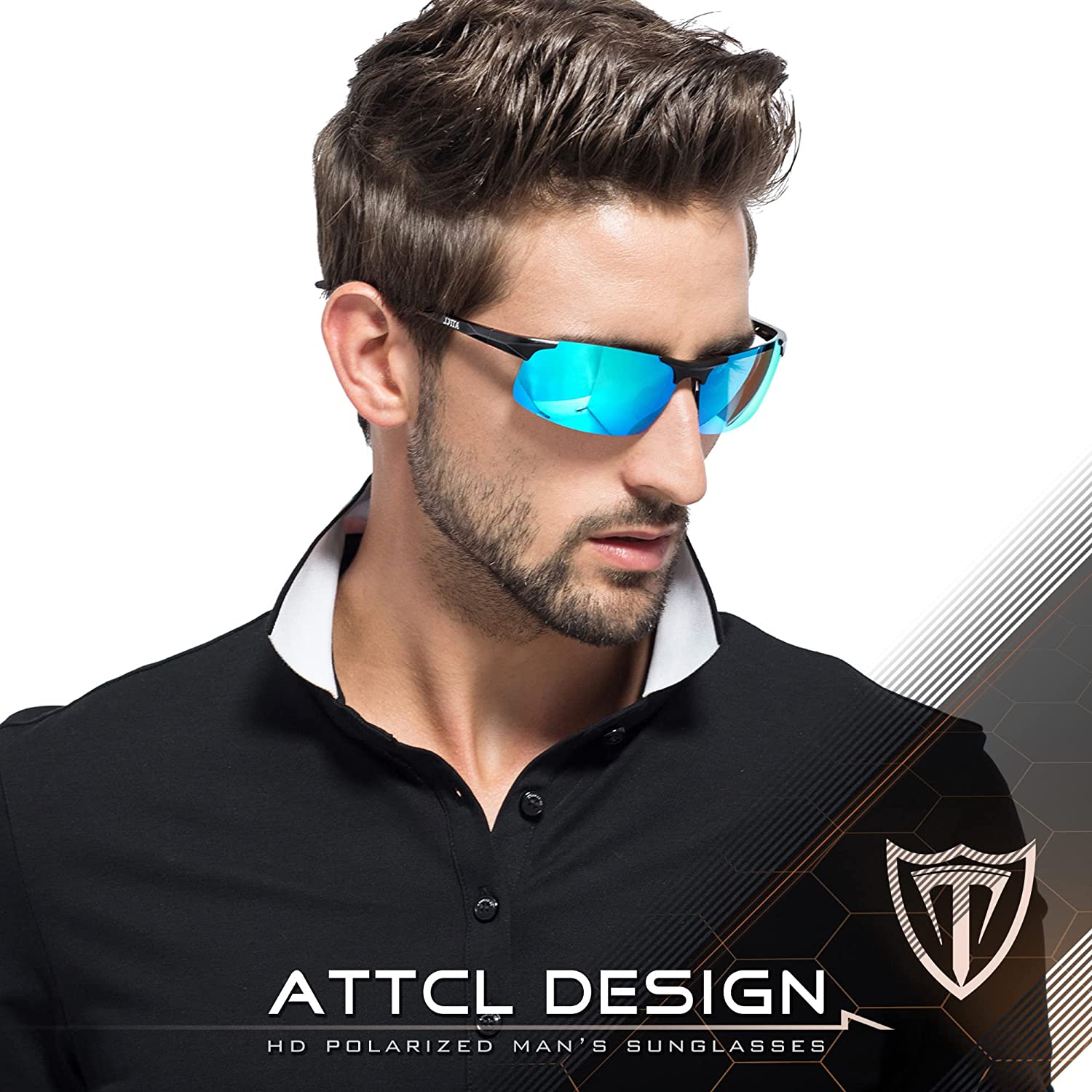 ATTCL Men's Driving Polarized Sunglasses Al-Mg Metal Frame Ultra Light Sun  glasses