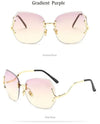 Oversized Transparent Cat Eye Sunglasses Women Brand Designer Rimless Square Frame Clear Gradient Color Sun Glasses Lady shades