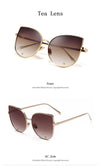 Cat Eye Sunglasses Women Vintage Fashion Metal Frame Clear Lens Sun Glasses Unique Flat Ladies Eyewear UV400 R058