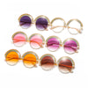 Morden Vintage Rainbow Stripe Round Sunglasses Women Luxury Brand Designer Big Frame Clear Sun Glasses Metal Gradient Eyewear