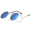 ROUND FRAME PUNK DOUBLE-LAYER FLIP UV PROTECTION SUNGLASSES