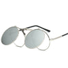 ROUND FRAME PUNK DOUBLE-LAYER FLIP UV PROTECTION SUNGLASSES