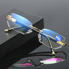 New frameless diamond cut edge anti blue light presbyopia glasses