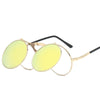 ROUND FRAME PUNK DOUBLE-LAYER FLIP UV PROTECTION SUNGLASSES