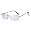 2024 New retro metal rimless anti-blue light color-changing glasses