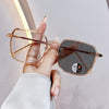 Women's Fashionable Metal Large Frame Color Changing Anti-Blue Light Sunglasses