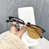 2024 New retro half-rim color changing glasses for myopia