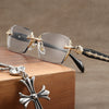 STYLISH METAL EDGELESS FRAMELESS ANTI-BLUE LIGHT READING GLASSES