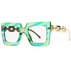 Claire Fancy Square Metal Chain Glasses Frame