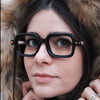 Des Vintage Black Square Glasses Frame