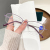 WOMEN'S FASHION SQUARE HALF FRAME ANTI-BLUE LIGHT READING GLASSES