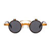 ROUND FRAME PUNK DOUBLE-LAYER FLIP UV PROTECTION SUNGLASSES