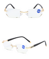 ANTI-BLUE LIGHT RIMLESS CUT EDGE METAL PRESBYOPIA GLASSES