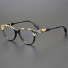 Geoff Unisex Retro Cat Eye Acetate Patterns Glasses Frame