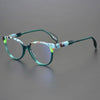 Geoff Unisex Retro Cat Eye Acetate Patterns Glasses Frame