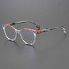 Geoff Unisex Retro Cat Eye Acetate Patterns Glasses Frame