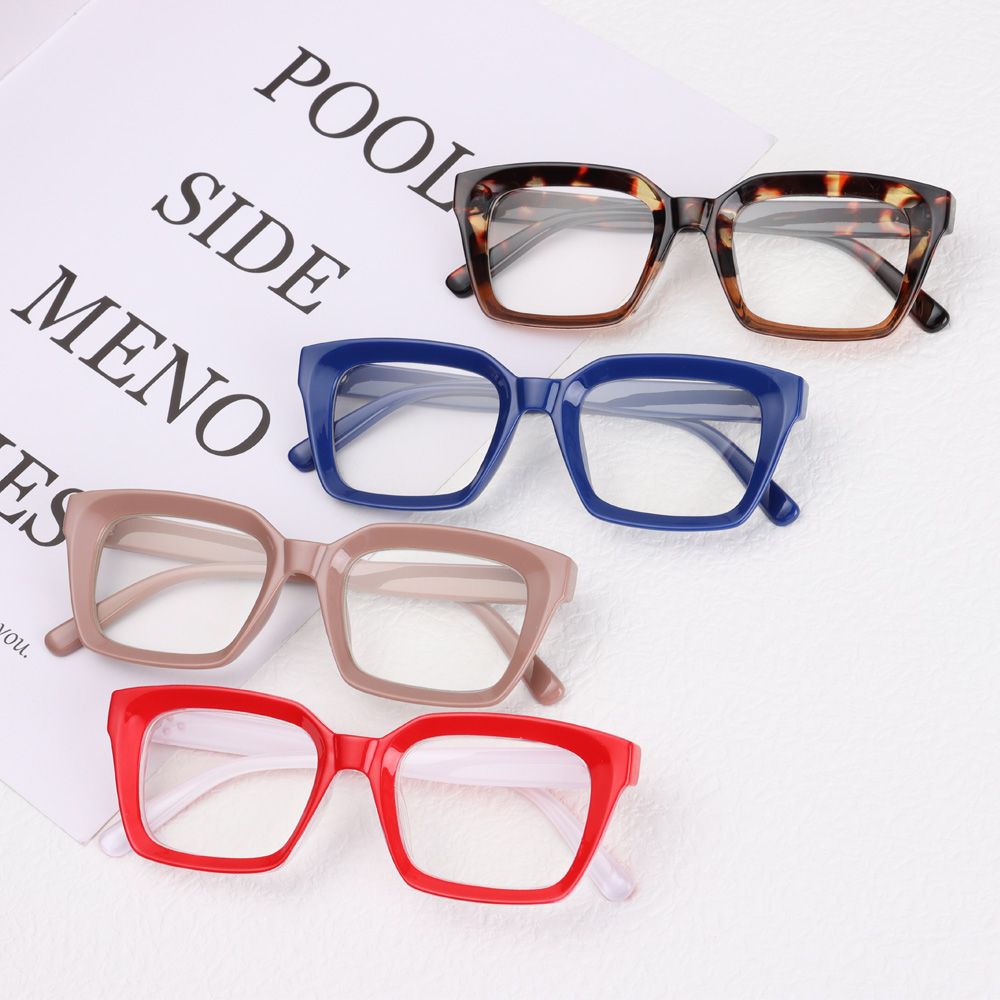 1pc Women's Stylish Plastic Frame Square Glasses With Leopard