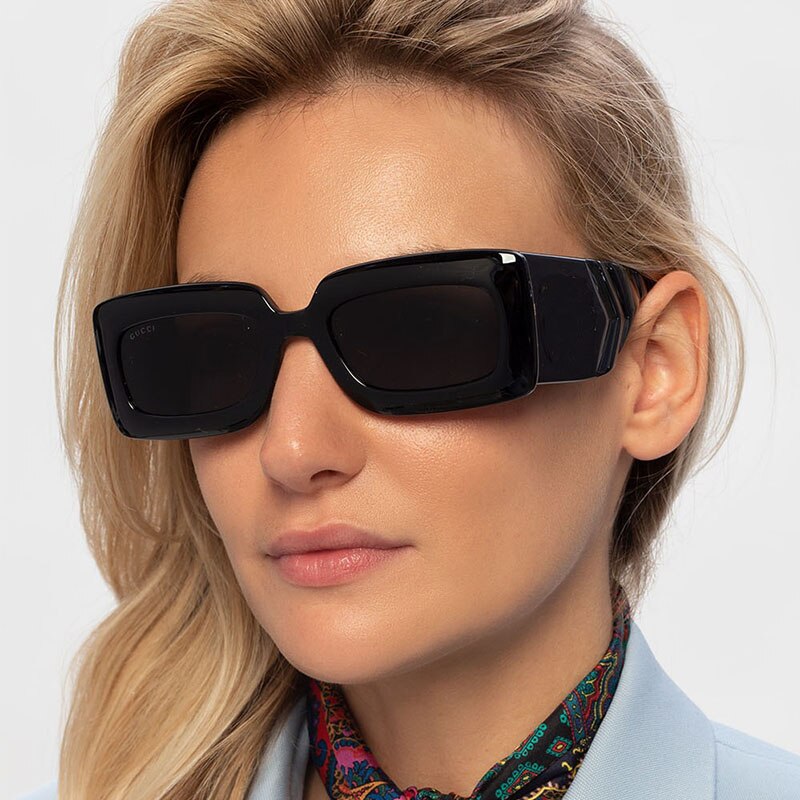 2022 Sunglasses Women Luxury Brand Big Frame Women Black 
