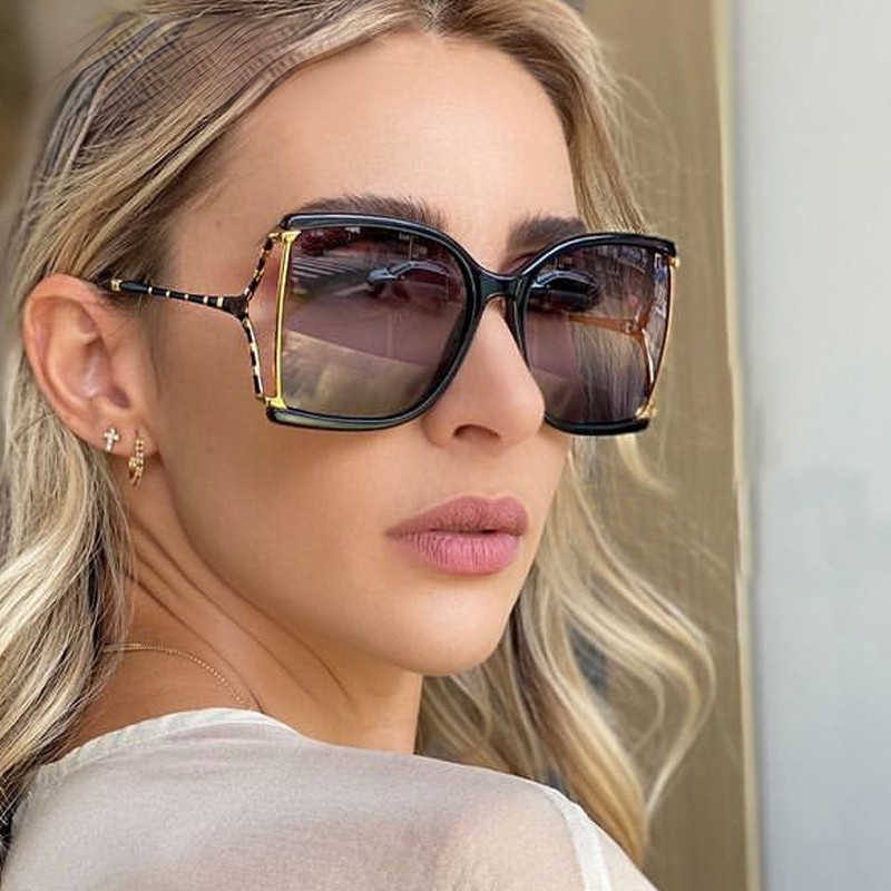 vintage oversized gradient black sunglasses for women luxury brand all –  Jollynova