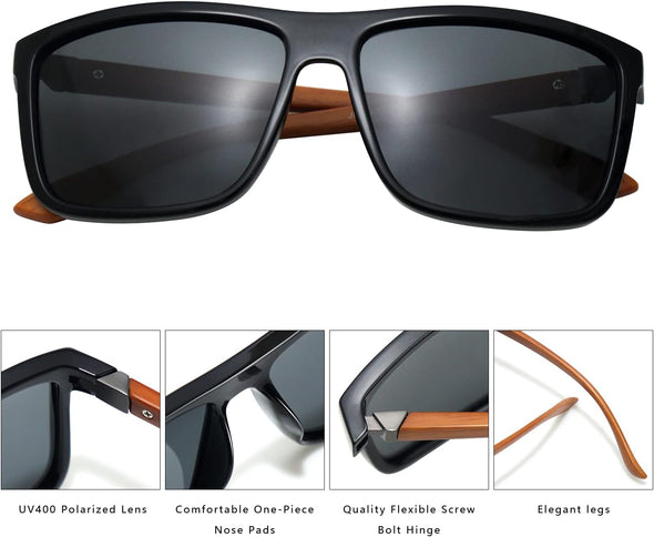 KUGUAOK Polarized Square Sunglasses For Men and Women Matte Finish