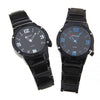 Jollynova Men's Black Stainless Steel Leisure Waterproof Watch (Black 4.4cm Dial) - Blue - CUR069