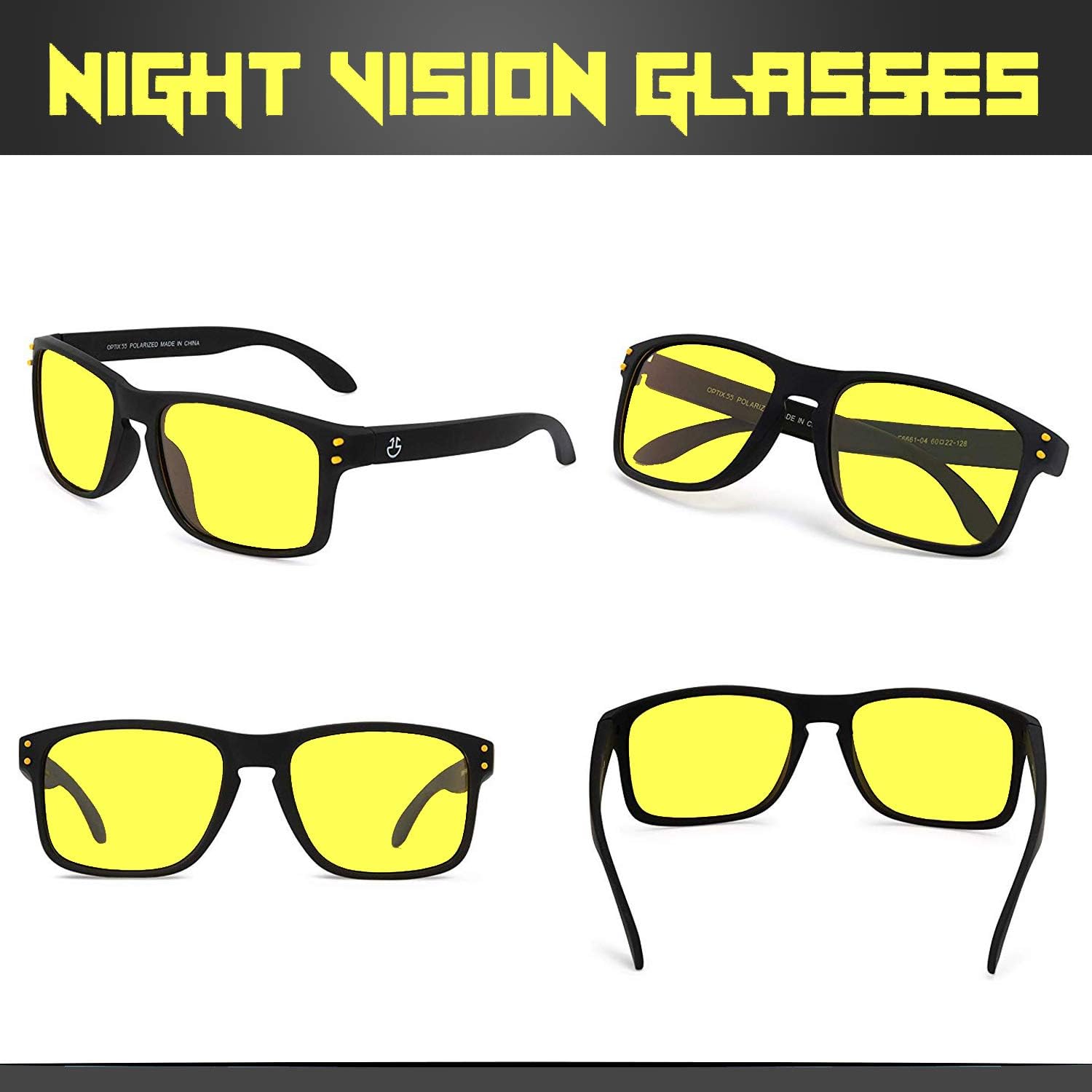 Optix 55 Polarized Night Driving Glasses for Men & Women - Yellow-Tint –  Jollynova