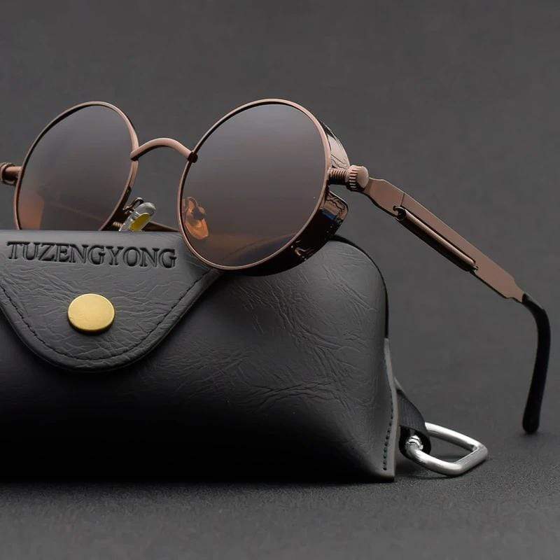 Men's Classic Gothic Steampunk Sunglasses Polarized Brand Designer Vintage  Round Metal Frame UV400 Eyewear High Quality – Jollynova