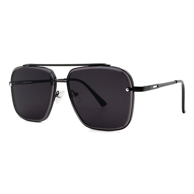 1pc Men's Fashionable Retro Metal Double Beam Square Sunglasses