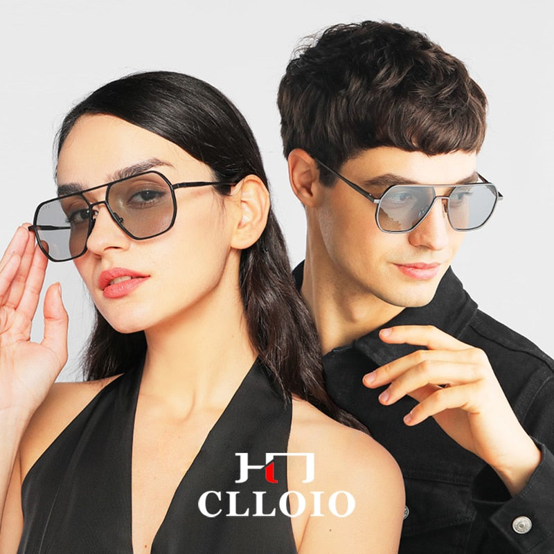 CLLOIO New Fashion Aluminum Photochromic Sunglasses Men Women