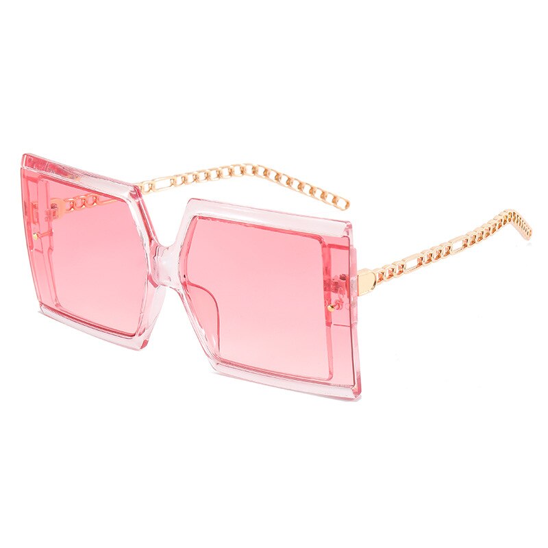 1pc Women's Oversized Square Frame Chain Legs Personality Retro Fashion  Sunglasses Uv Protection Eyewear Perfect For Vacation And Travel