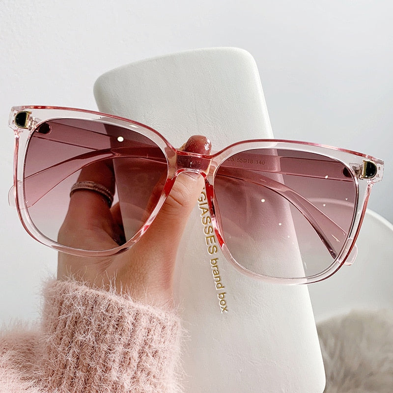 Men Women Pink Eye Glasses Sunglasses Square Designer Small Rimless Beach  Shades