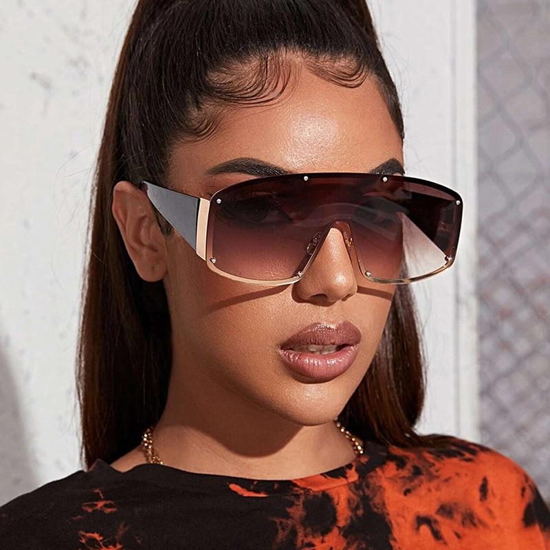  Oversized Sunglasses for Women Trendy One Piece Visor Flat Top  Rimless Sunglasses Shield Big Large Shades BLACK : Clothing, Shoes & Jewelry