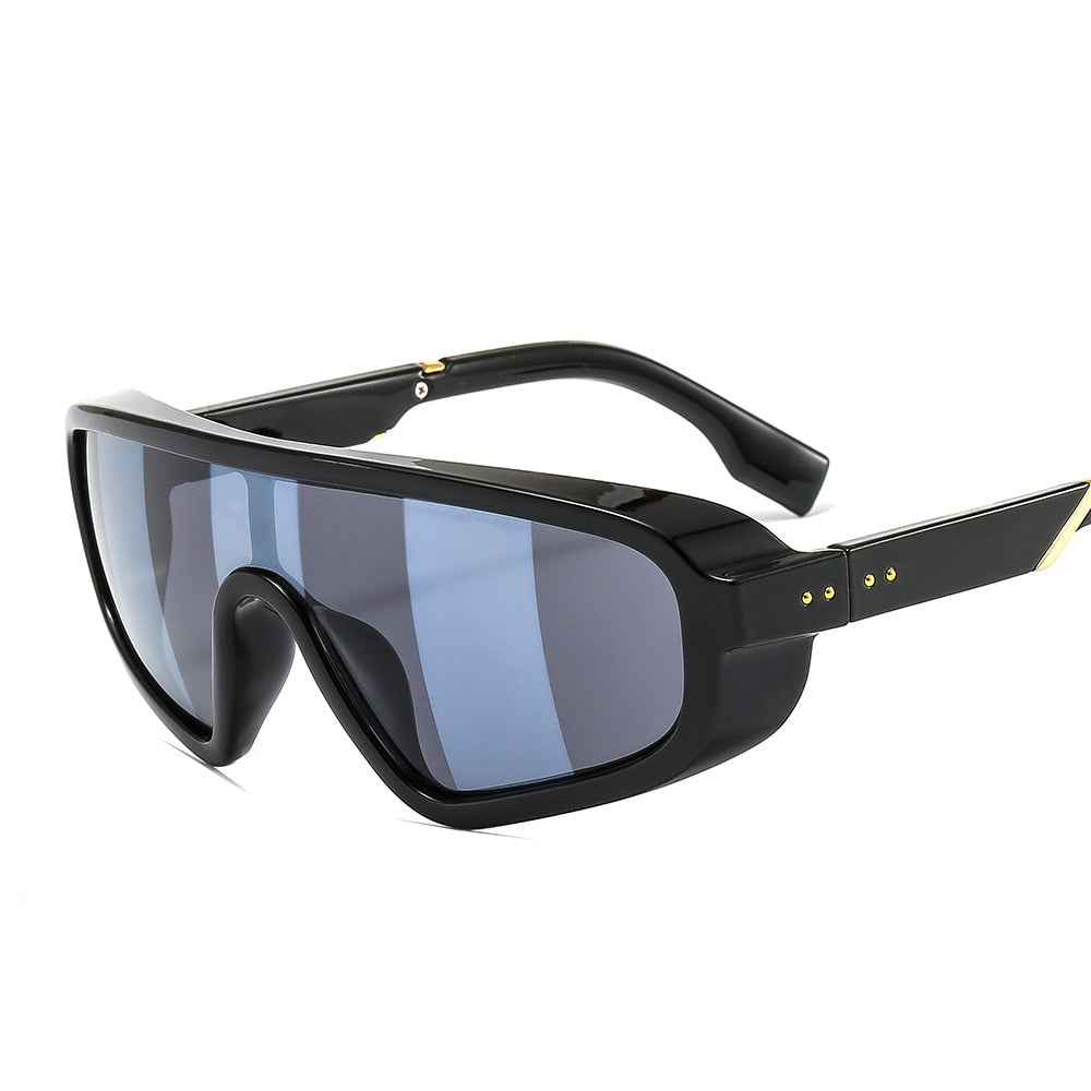 Men's Sunglasses Visor Shield Mask Half Face Blue Mirror Lens