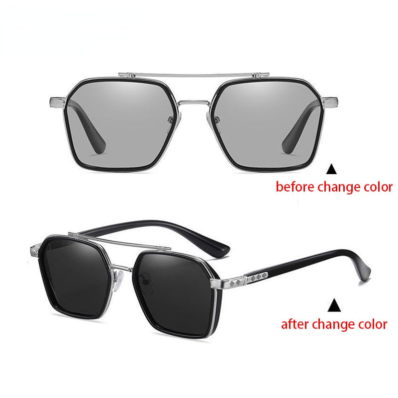 Day and Night Sunglasses Men Driving 400 Glasses Gray Polarized  Photochromic 