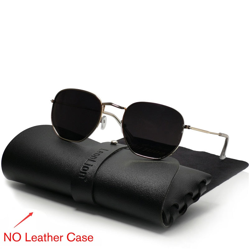 LeonLion 2023 Metal Vintage Sunglasses Men Luxury Brand Polygon