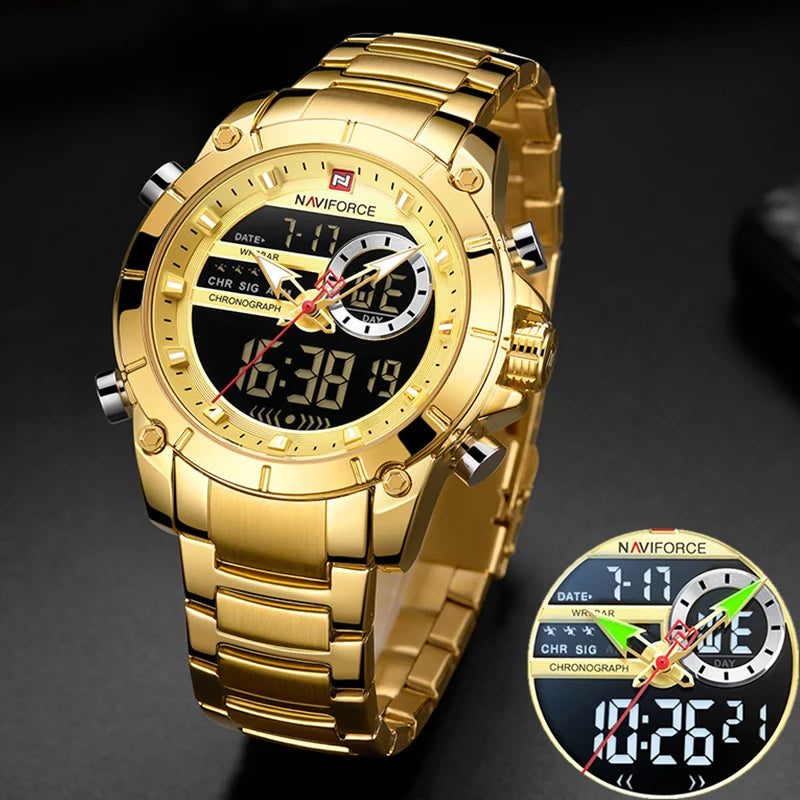 Naviforce store gold watch