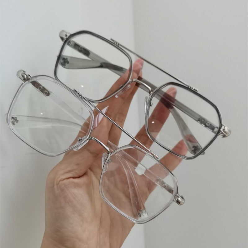 Transparent Computer Glasses Frame Women Men Anti Blue Light Round Eyewear  Blocking Glasses Optical Spectacle Eyeglass (Gray)