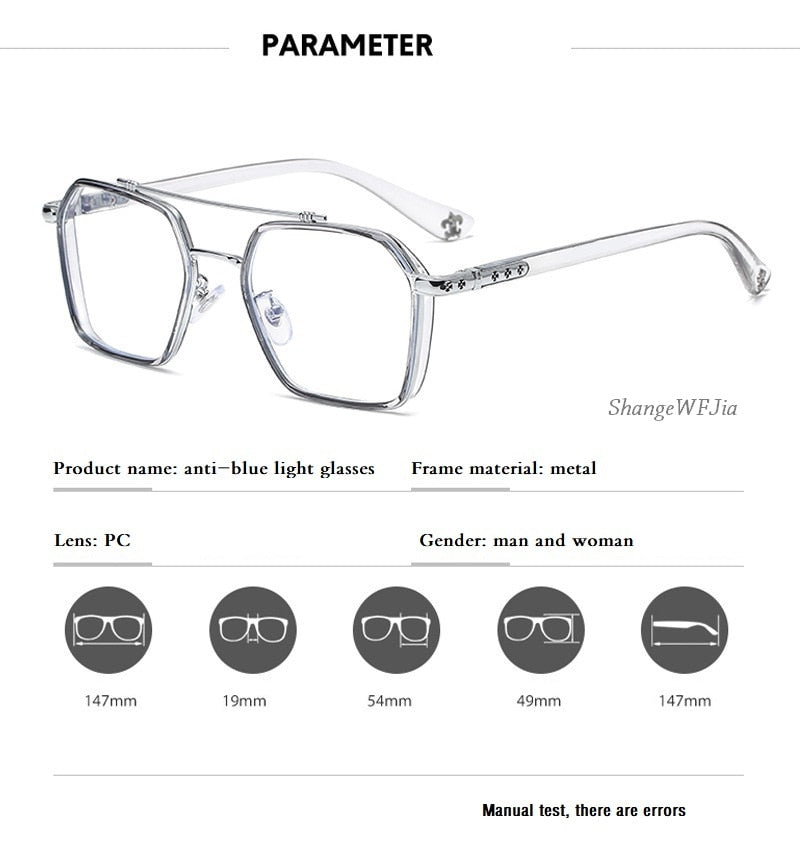 Oversize Anti Blue Light Reading Glasses For Men Women Retro Square Frame  Glasse