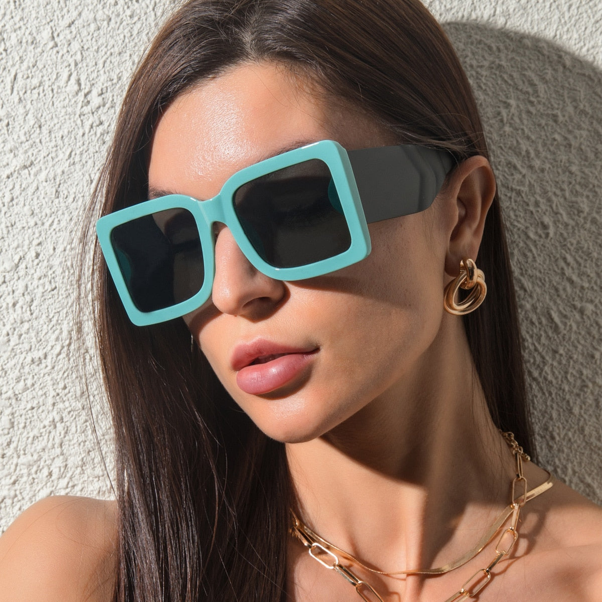 Women Sunglasses Shades Oversized Goggles Square Sun Glasses Women Vintage  UV400 